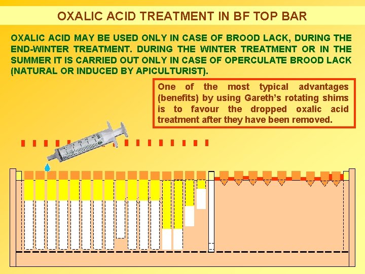 OXALIC ACID TREATMENT IN BF TOP BAR OXALIC ACID MAY BE USED ONLY IN