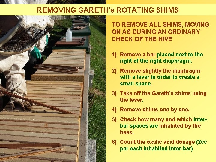 REMOVING GARETH’s ROTATING SHIMS TO REMOVE ALL SHIMS, MOVING ON AS DURING AN ORDINARY