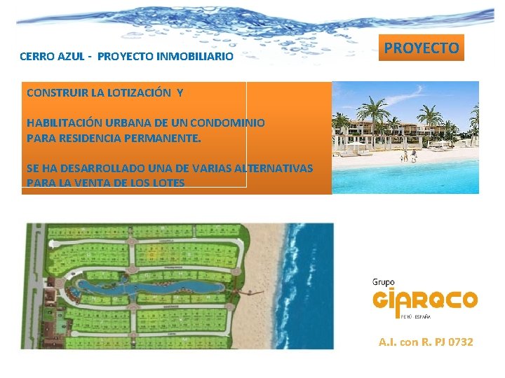 CERRO AZUL - PROYECTO INMOBILIARIO PROYECTO CONSTRUIR LA LOTIZACIÓN Y HABILITACIÓN URBANA DE UN