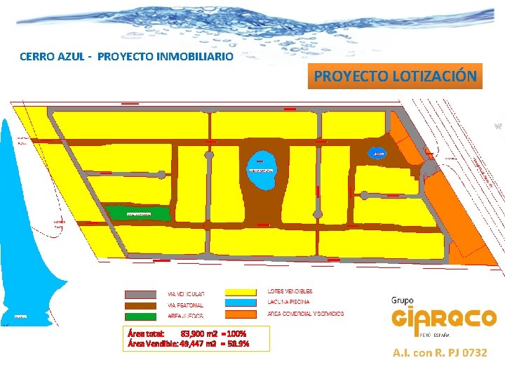 CERRO AZUL - PROYECTO INMOBILIARIO PROYECTO LOTIZACIÓN Área total: 83, 900 m 2 =
