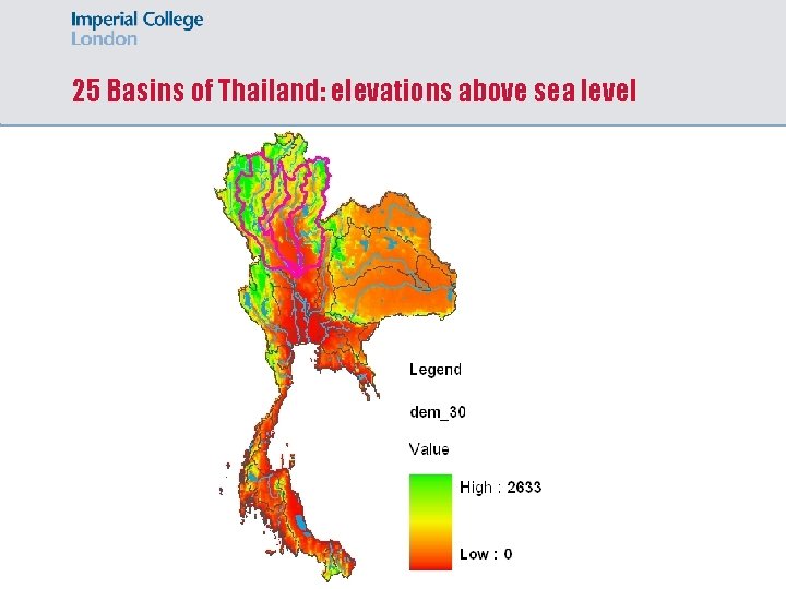 25 Basins of Thailand: elevations above sea level 