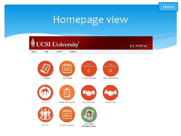 Homepage view 