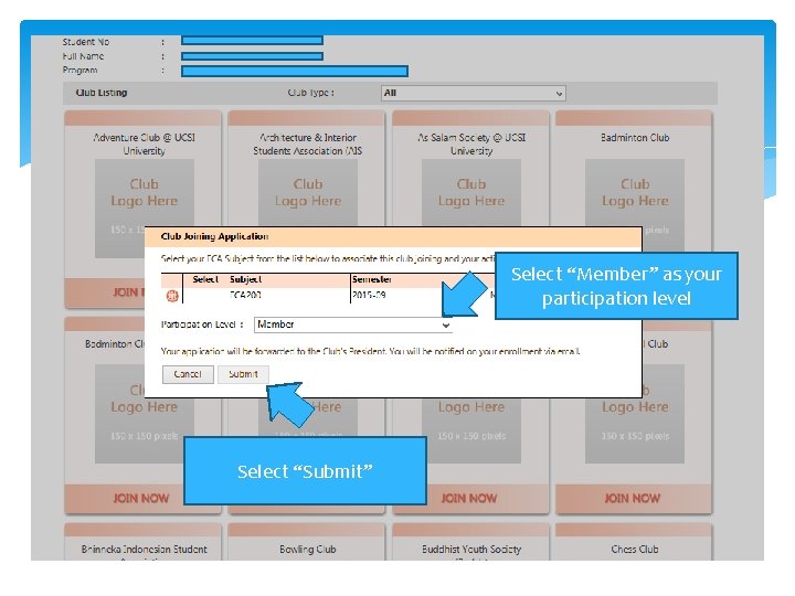 Select “Member” as your participation level Select “Submit” 