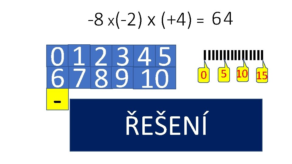 -8 x(-2) x (+4) = 64 01 2345 5 10 15 6 7 8