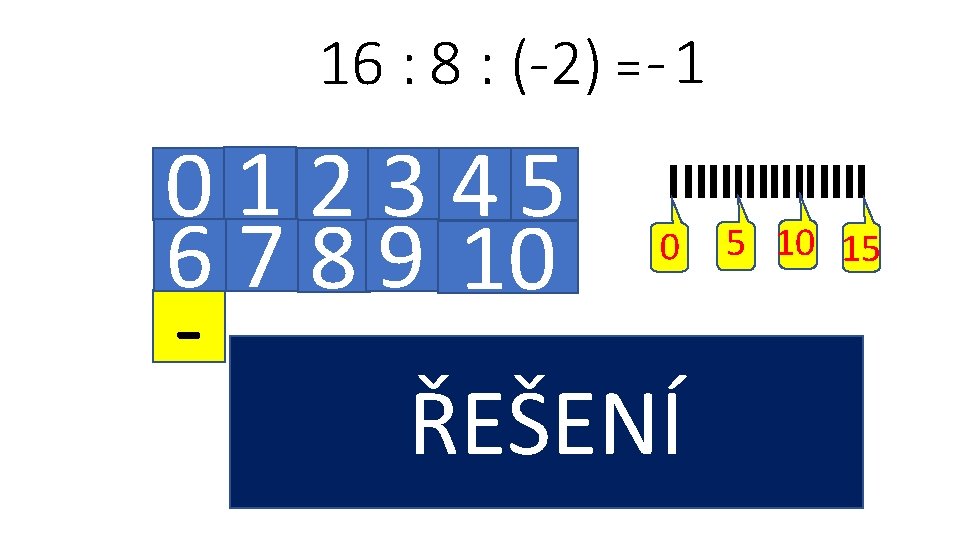 16 : 8 : (-2) = - 1 01 2345 5 10 15 6