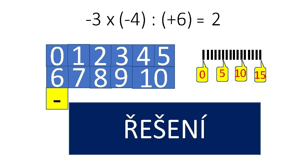 -3 x (-4) : (+6) = 2 01 2345 5 10 15 6 7