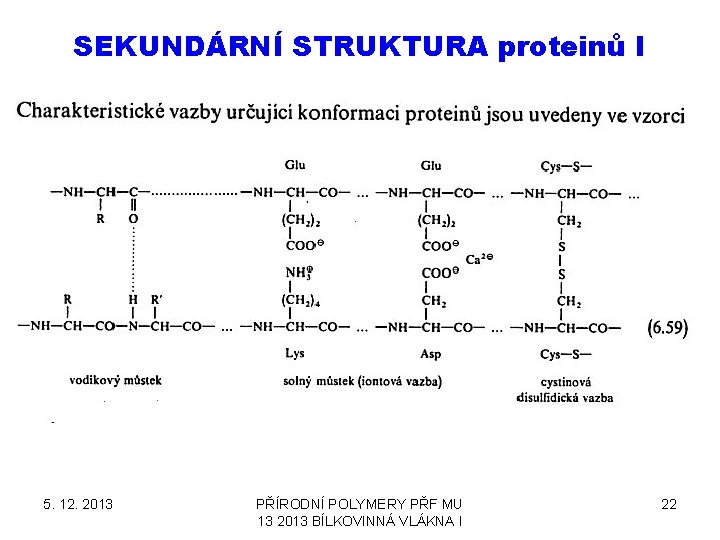 SEKUNDÁRNÍ STRUKTURA proteinů I 5. 12. 2013 PŘÍRODNÍ POLYMERY PŘF MU 13 2013 BÍLKOVINNÁ