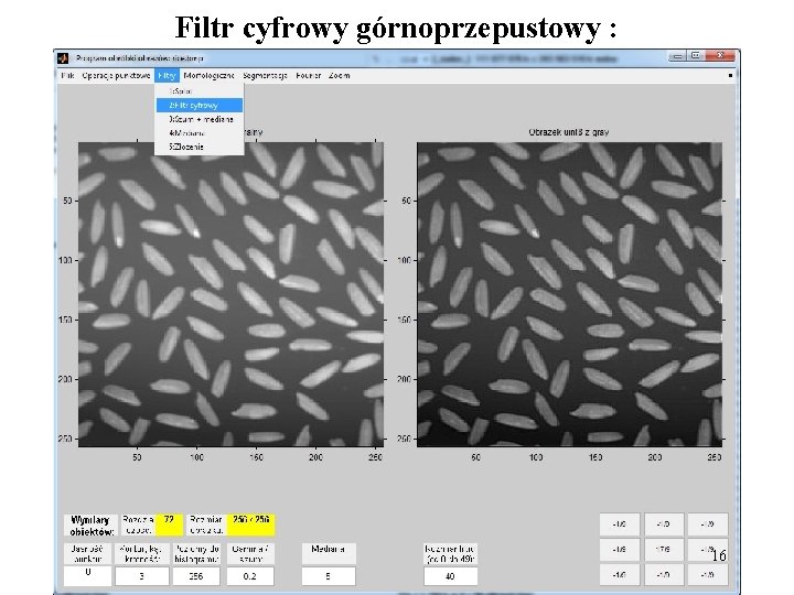 Filtr cyfrowy górnoprzepustowy : 16 