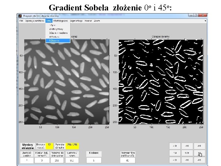 Gradient Sobela złożenie 0 o i 45 o: 43 