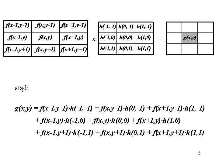 f(x-1, y-1) f(x+1, y-1) f(x-1, y) f(x+1, y) f(x-1, y+1) f(x+1, y+1) h(-1, -1)