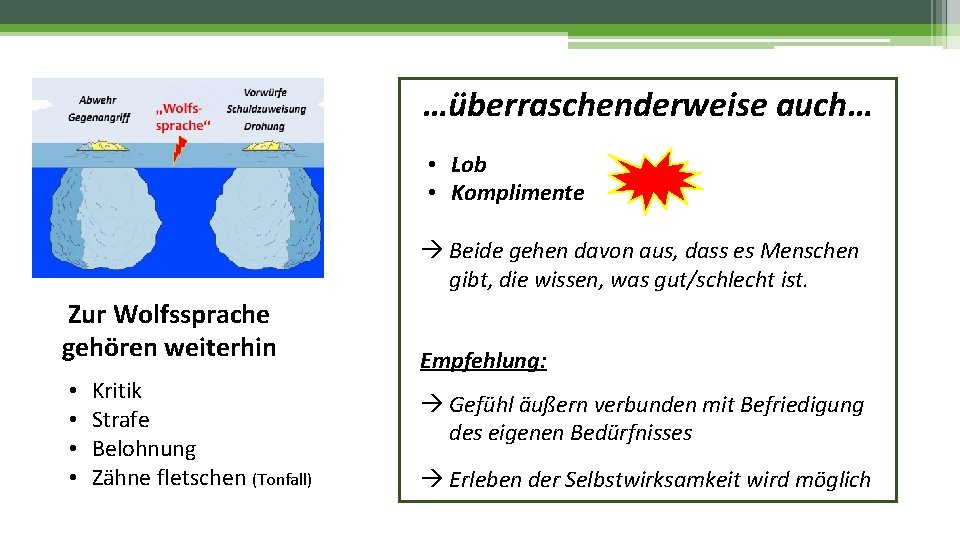 …überraschenderweise auch… • Lob • Komplimente Beide gehen davon aus, dass es Menschen gibt,