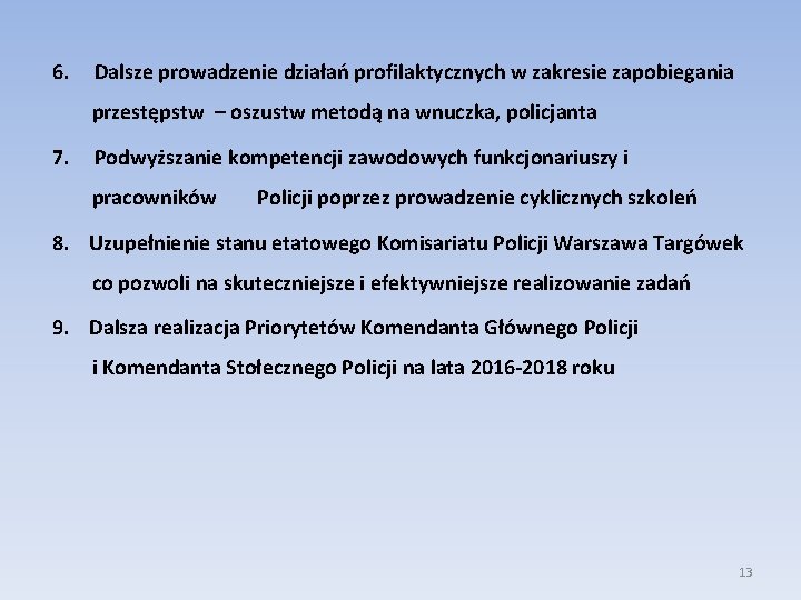 6. Dalsze prowadzenie działań profilaktycznych w zakresie zapobiegania przestępstw – oszustw metodą na wnuczka,