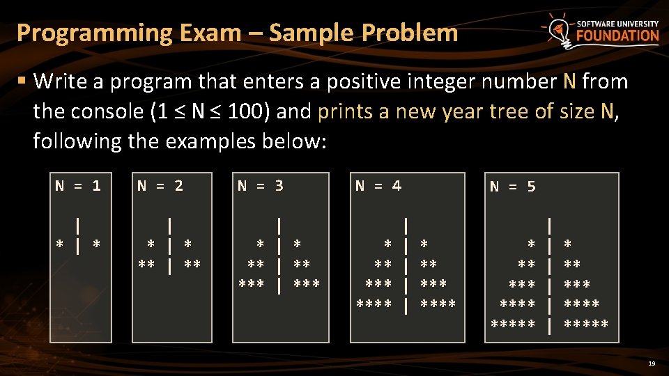 Programming Exam – Sample Problem § Write a program that enters a positive integer