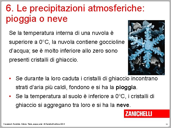 6. Le precipitazioni atmosferiche: pioggia o neve Se la temperatura interna di una nuvola