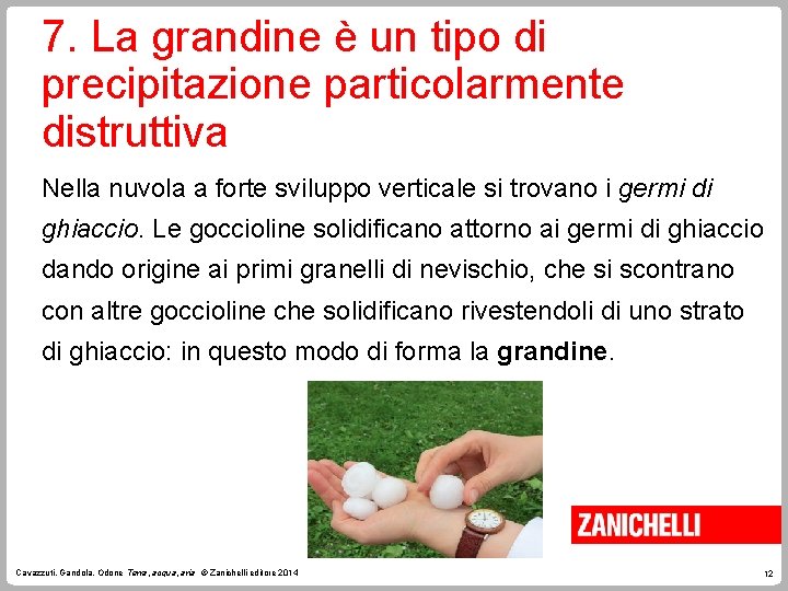 7. La grandine è un tipo di precipitazione particolarmente distruttiva Nella nuvola a forte