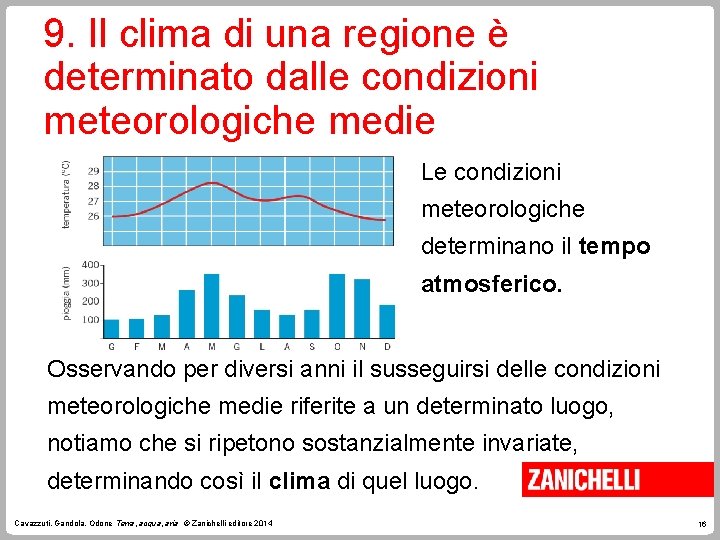 9. Il clima di una regione è determinato dalle condizioni meteorologiche medie Le condizioni