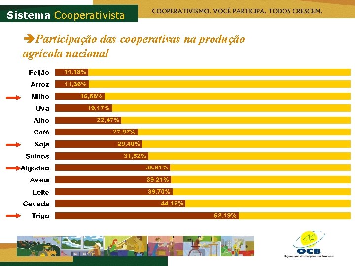 Sistema Cooperativista èParticipação das cooperativas na produção agrícola nacional 