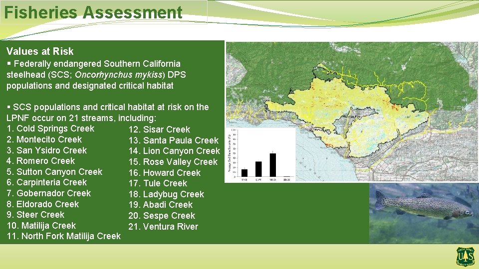 Fisheries Assessment Values at Risk § Federally endangered Southern California steelhead (SCS; Oncorhynchus mykiss)