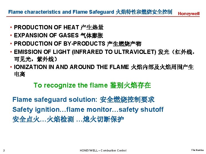 Flame characteristics and Flame Safeguard 火焰特性和燃烧安全控制 • • PRODUCTION OF HEAT 产生热量 EXPANSION OF