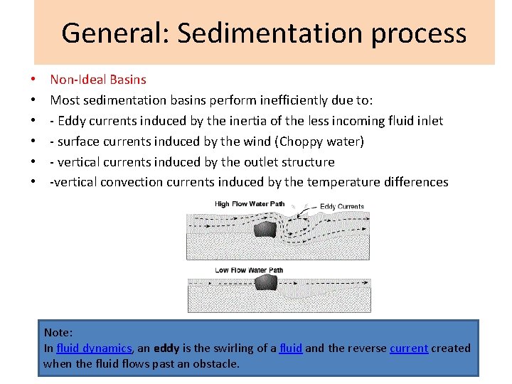 General: Sedimentation process Type of • • • Non-Ideal Basins Most sedimentation basins perform