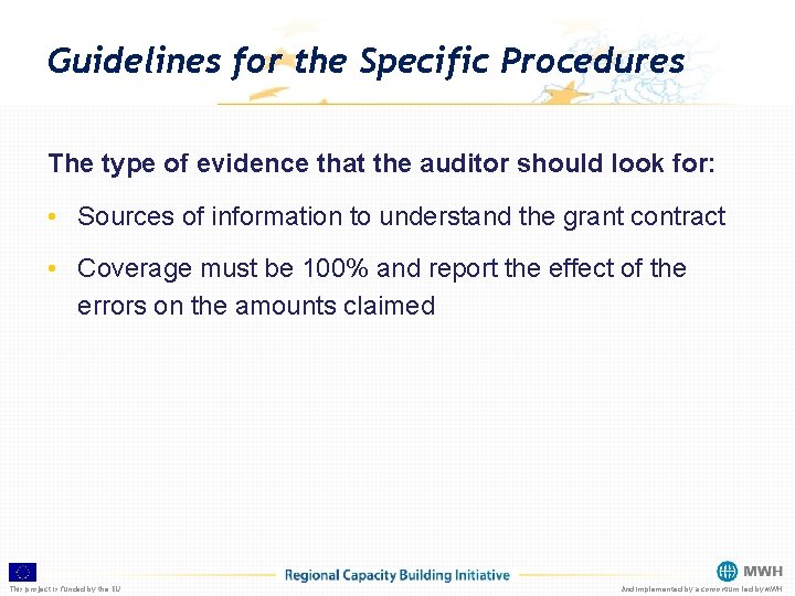 Guidelines for the Specific Procedures The type of evidence that the auditor should look
