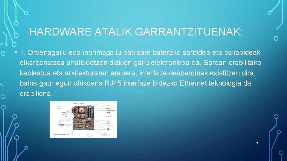 HARDWARE ATALIK GARRANTZITUENAK: • 1. Ordenagailu edo inprimagailu bati sare baterako sarbidea eta baliabideak