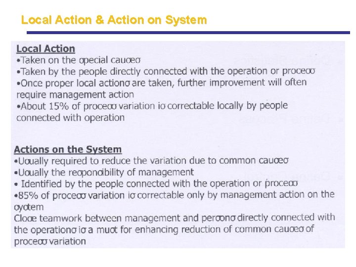 Local Action & Action on System Local Action & Action on System