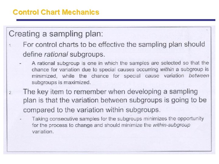 Control Chart Mechanics Control Chart Mechanics