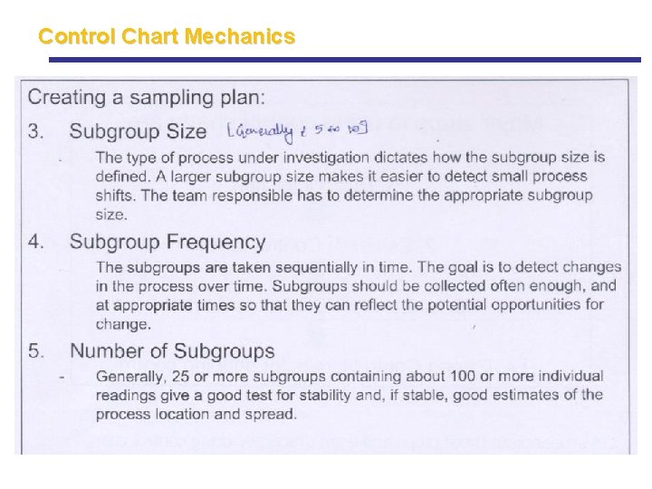 Control Chart Mechanics Control Chart Mechanics