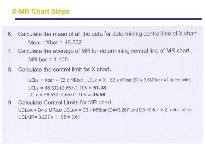 X-MR Chart Steps X-MR Chart Steps