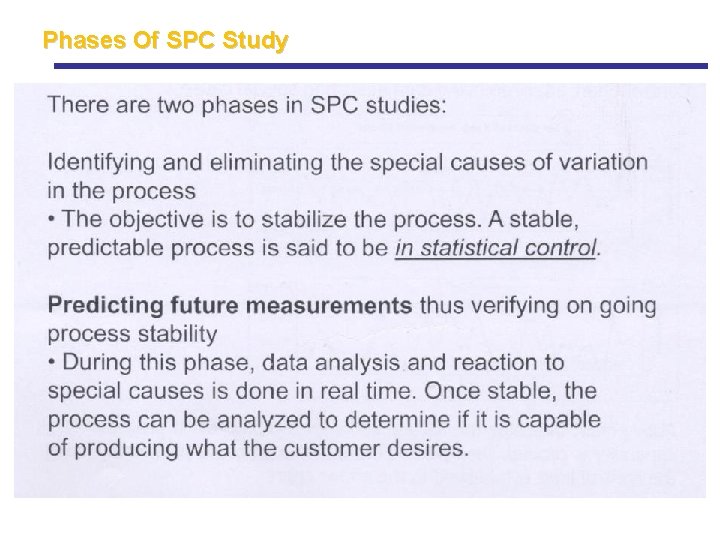 Phases Of SPC Study Phases Of SPC Study