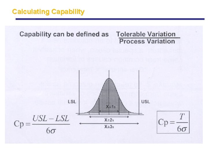Calculating Capability Calculating Capability