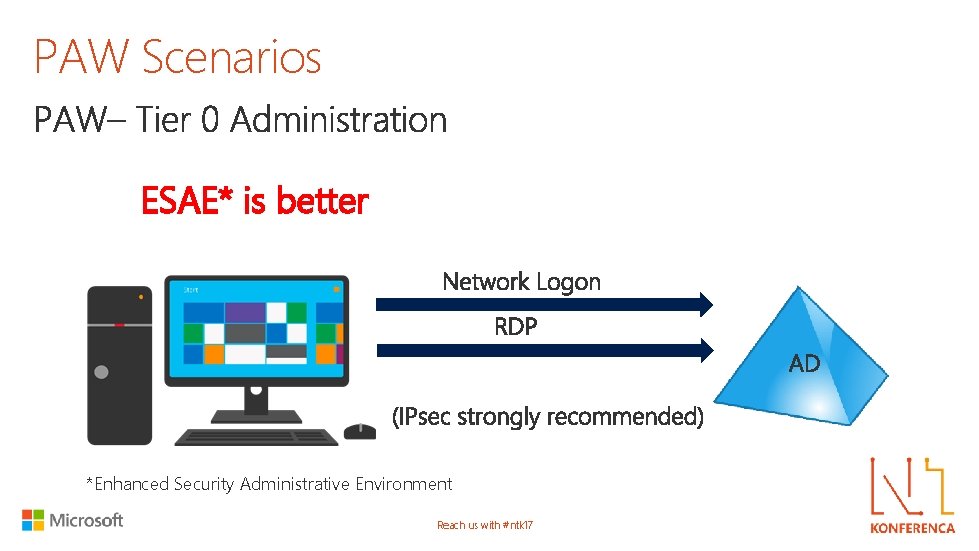 PAW Scenarios ESAE* is better *Enhanced Security Administrative Environment Reach us with #ntk 17