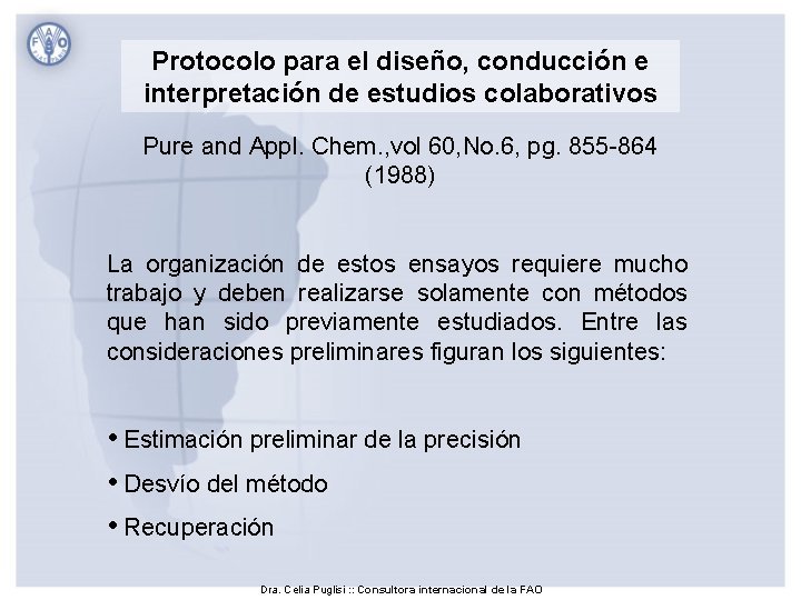 Protocolo para el diseño, conducción e interpretación de estudios colaborativos Pure and Appl. Chem.