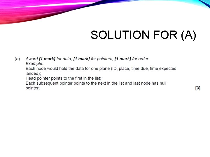 SOLUTION FOR (A) SOLUTION FOR (A)