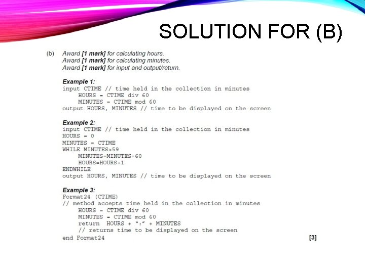 SOLUTION FOR (B) SOLUTION FOR (B)