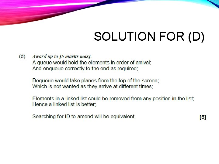 SOLUTION FOR (D) SOLUTION FOR (D)