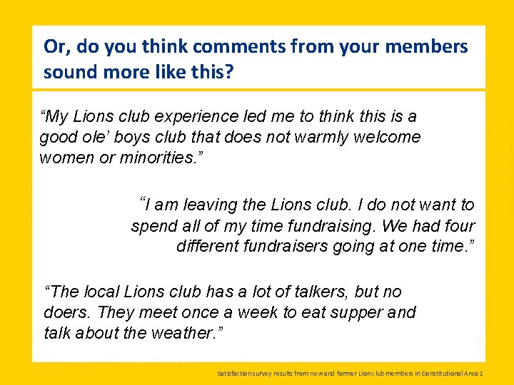 Or, do you think comments from your members sound more like this? “My Lions