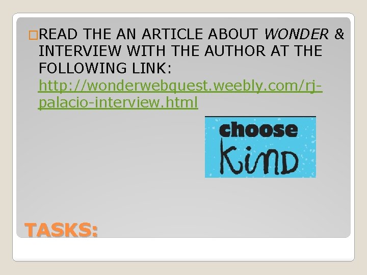 �READ THE AN ARTICLE ABOUT WONDER & INTERVIEW WITH THE AUTHOR AT THE FOLLOWING