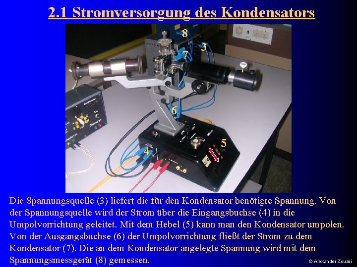 2. 1 Stromversorgung des Kondensators 8 7 3 6 4 5 Die Spannungsquelle (3)