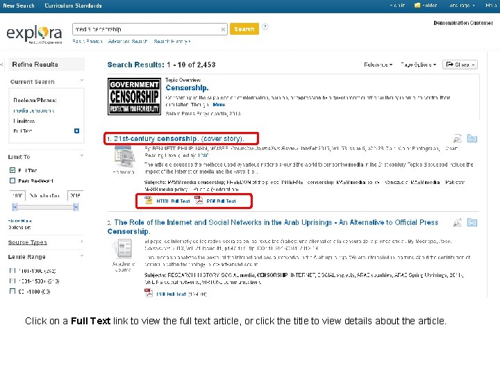 Click on a Full Text link to view the full text article, or click