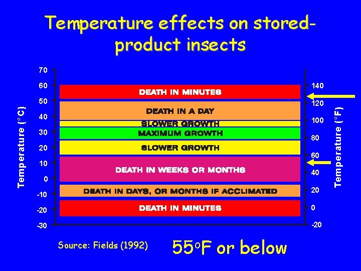 Temperature effects on storedproduct insects 60 140 50 120 40 100 30 80 20