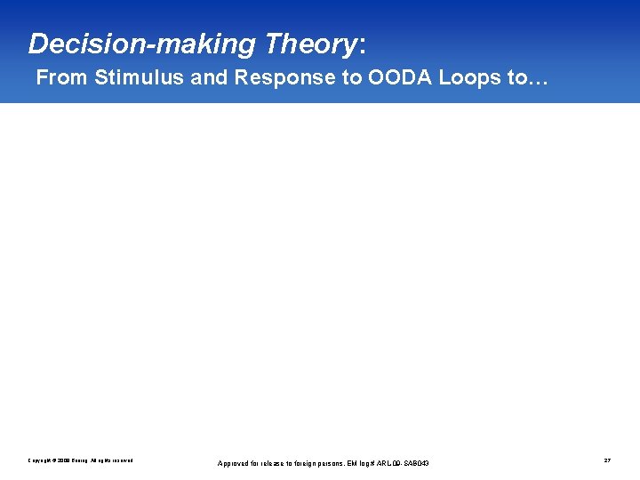 Decision-making Theory: From Stimulus and Response to OODA Loops to… Copyright © 2009 Boeing.