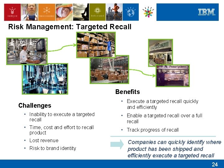 Risk Management: Targeted Recall Benefits Challenges • Execute a targeted recall quickly and efficiently