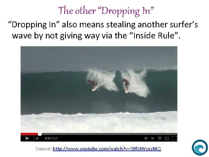 The other “Dropping In” also means stealing another surfer’s wave by not giving way