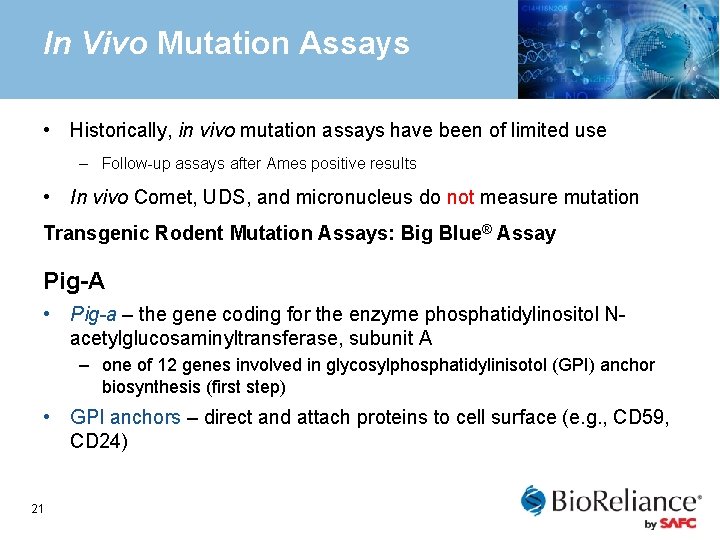 In Vivo Mutation Assays • Historically, in vivo mutation assays have been of limited