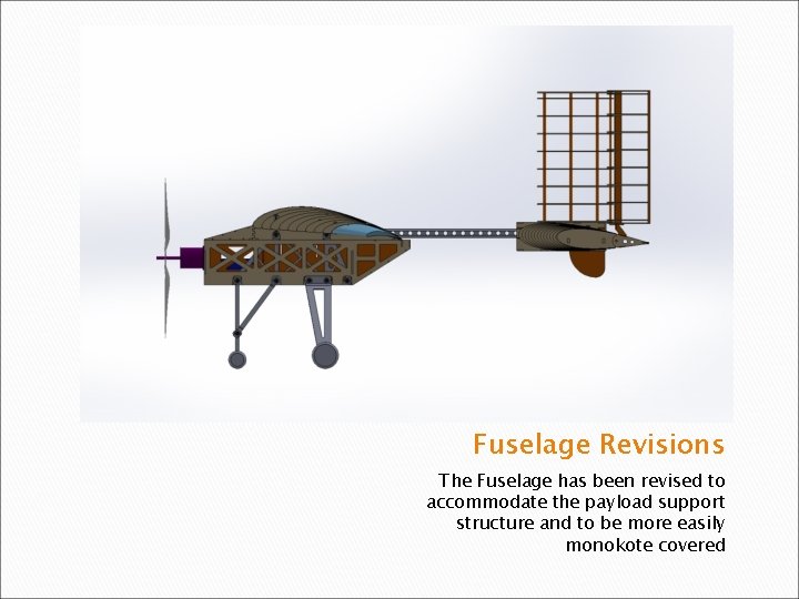 Fuselage Revisions The Fuselage has been revised to accommodate the payload support structure and
