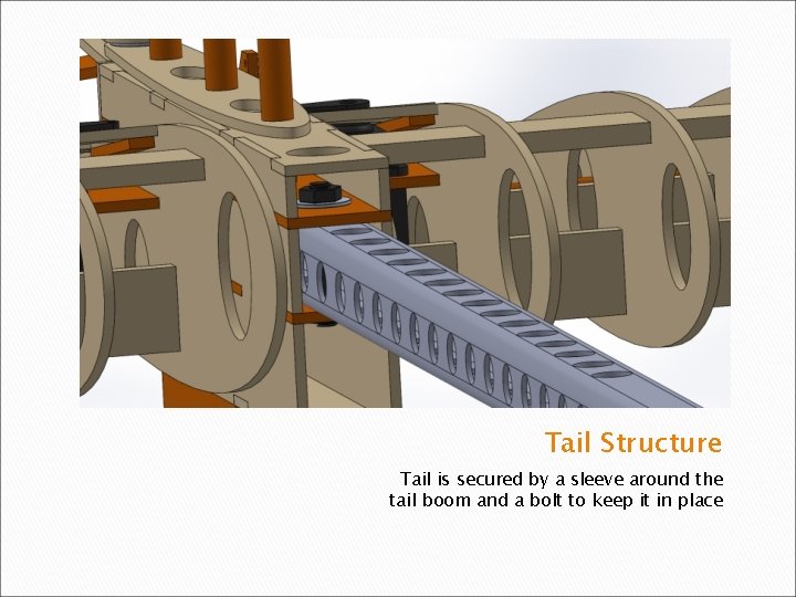 Tail Structure Tail is secured by a sleeve around the tail boom and a