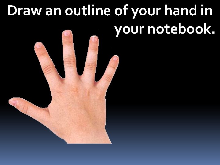 Draw an outline of your hand in your notebook. 