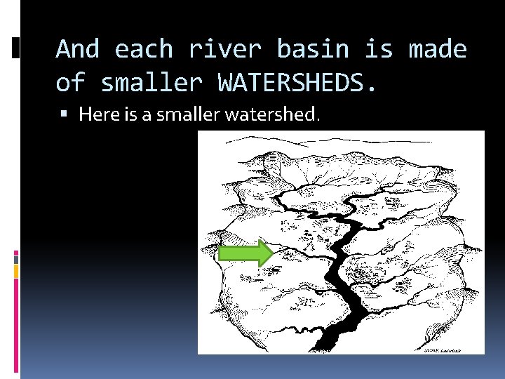 And each river basin is made of smaller WATERSHEDS. Here is a smaller watershed.
